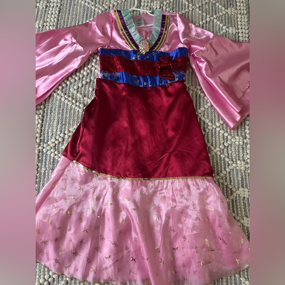 Pink and Red Dress with Gold Accents